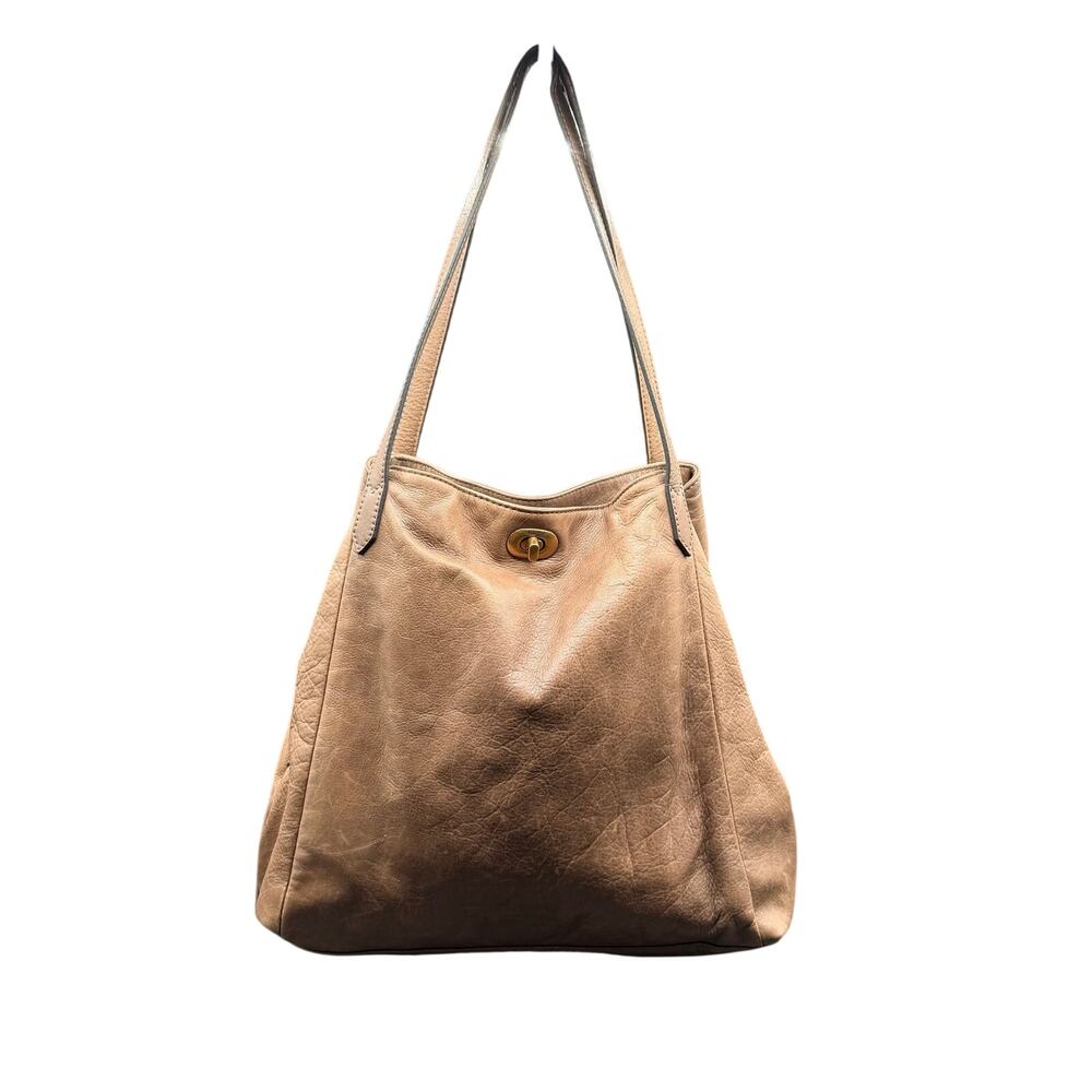 Margot Marcy Style Leather Shoulder Bag Taupe Brown Slouchy Tote